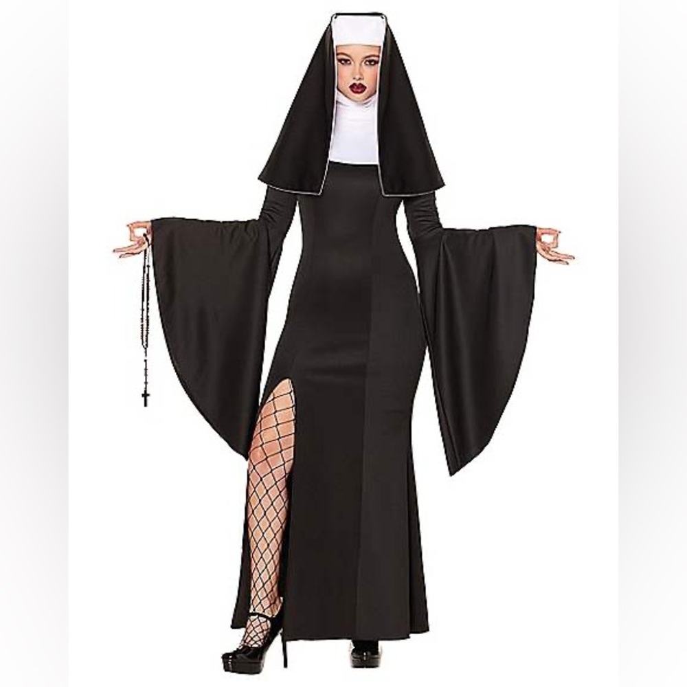 New Naughty Nun Costume Long Spirit Halloween Size Medium 8-10 Complete